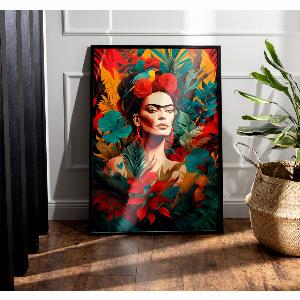 Affiche artistique  autoportrait dans le style mexicain