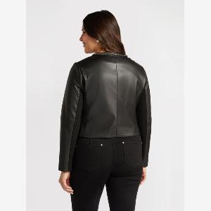 Fiorella Rubino  Giacca biker con catene Donna Nero Taglia 49 58 IT