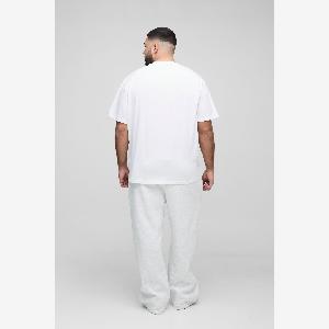 Herren Plus Oversize Basic Rundhals TShirt White Größe 4XL boohooMAN