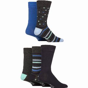 33 Discount Mens 5 Pairs of Wildfeet Bamboo Patterned Socks in Charcoal