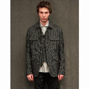 IMMORTAL Monaco Car Coat  Tweed Charcoal and Black  Size XL