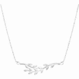 Layered Olive Branch Pendant Necklace in 9ct White Gold