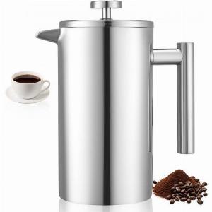 VEVOR French Press Coffee Maker 34 Ounce 1 Liter Stainless Steel Coffee Press Tea Maker with Filter Large Double Wall Insulated French Presses Cold Brew for Camping Travel Home Kitchen Silver