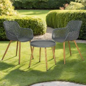 Recycled Plastic Garden Furniture Set Grey by Croft  2 Seats