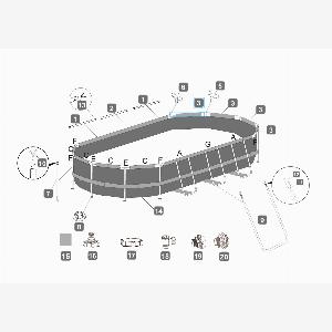 Bestway Barra superiore smerigliata C per piscina Power Steel e Power Steel Swim Vista da 549x274x122 cm