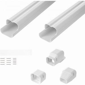 VEVOR Mini Split Line Set Cover 762mm W 2270mm L PVC Decorative Pipe Line Cover For Air Conditioner with 2 Straight Ducts  Full Components Easy to Install Paintable for Heat Pumps White