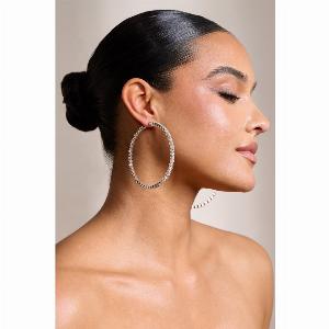 Julia Silver Diamante Hoop Earrings