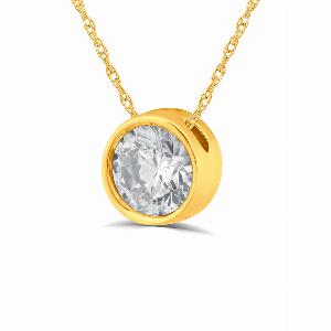Floating Bezel Set Lab Grown Diamond Solitaire Necklace  10K Yellow Gold 2 ct tw