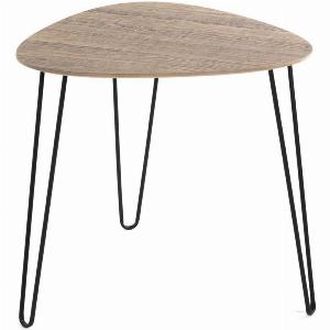 Half Price Bohemia Small Oak End Table with Metal Legs