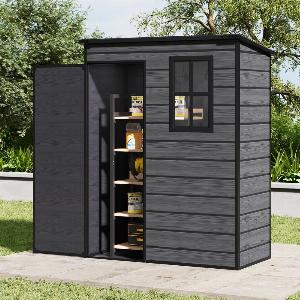 5X3FT Plastic Garden Storage Shed with Lockable Door
