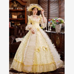 Victorian Retro Tudor Dress  Costume White Rococo Lace Long Flared Sleeves Tunic Ball Gown  Retro Tudor Dress Costumes  With Bows Halloween