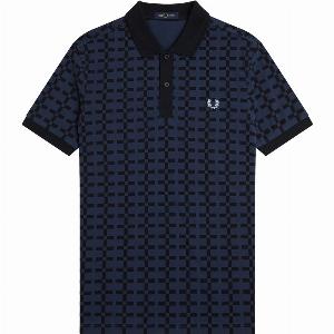 Jacquard Print Polo Shirt  Tennis Blue