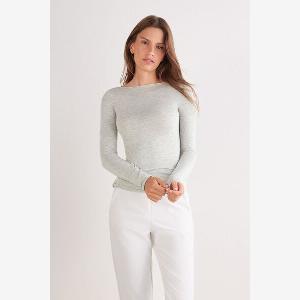 Intimissimi Tshirt manches longues avec cachemire ultraléger Femme Gris Taille XL