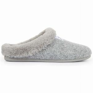 Enjoy 50 Discount on Mercredy Womens Fluffy Trim Slippers Grey