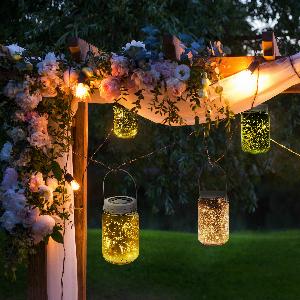 Outsunny Lumière de jardin solaire pots mason jar 4 pièces lanterne de verre solaire LED étanche norme IP 44 lampes décoratives de jardin 4 couleurs