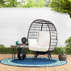 SUNJOY Metal Frame Swivel Egg Cuddle Chair with Cushions