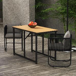 Outsunny Salon de jardin ensemble 3 pièces avec 1 table et 2 fauteuils 4 coussins table en composite plateau aspect bois noir