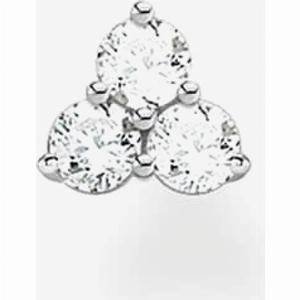 THOMAS SABO Silver Three Stone Cubic Zirconia Single Stud Earring H213805114