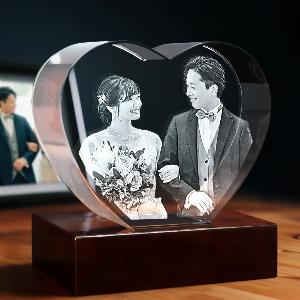 Get 13 Discount on HeartShaped 3D Crystal Wedding Engraved Gift