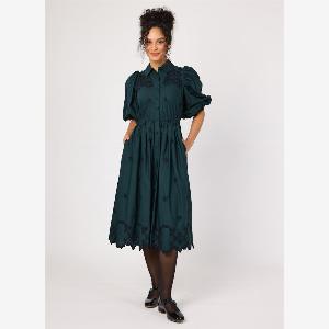 Joanie Clothing Rachida Embroidered Western Shirt Dress  Green UK 22 Green