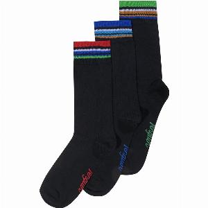 3 Pack Tipped Embroidered Penguin Socks In Black