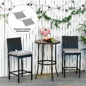 Outsunny Lot de 2 Coussins Déhoussables Polyester Gris Clair Confort Premium Fauteuil Jardin   Aosom France
