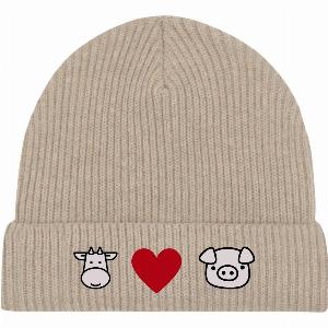 Beanie Mütze Aus BioBaumwolle  Cow Heart Pig