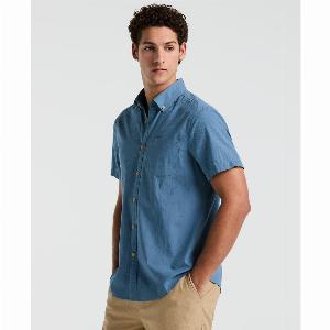 Seersucker Short Sleeve Shirt In Copen Blue