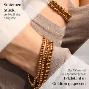 5erSet  KugelPerlenArmbänder in Goldton