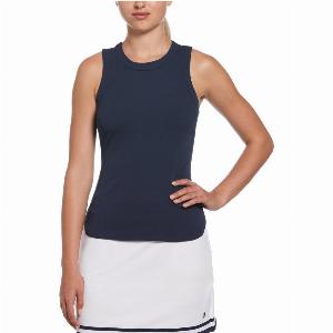 Womens Ribbed Tennis Tank Top In Black Iris