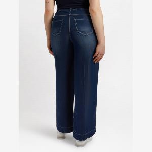 Fiorella Rubino  Pantaloni ampi in TENCEL blu taglia 49 ora a 29