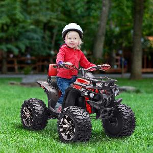HOMCOM Voiture 4x4 quad buggy électrique enfant blanc Rouge Dim 100L x 65l x 73H cm
