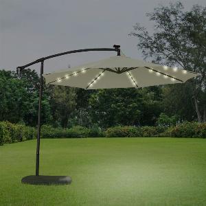 Overhang Garden LED Illuminated Parasol  3M Cream