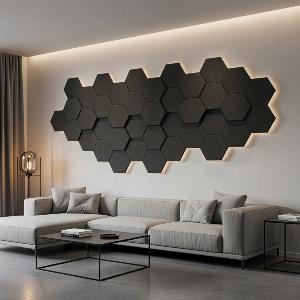 Home Deluxe Réduction de 34 % 20 panneaux acoustiques hexagonaux autocollants noirs