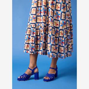 Joanie Clothing Montpellier Suede Platform Sandals Blue UK 3 Blue