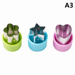 3PcsSet Star Heart Shape Vegetables Cutter Plastic Handle Portable Cook Tools