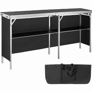 VEVOR Tragbare Messetheke Messetresen 198  385  88 cm Messestand AusstellungsThekenständer Faltbarer PromotionBartisch Promotiontheke Rezeptio mit Aufbewahrungsregal Tragetasche Schwarz