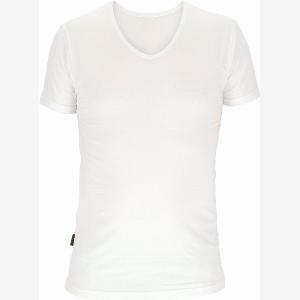 Basset Herren Bambus TShirt VAusschnitt Weiß Größe S