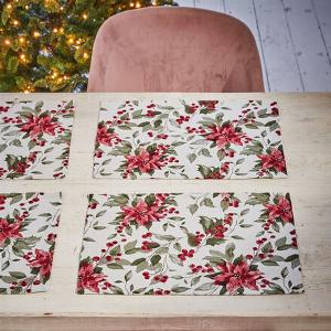 Réduction de 50 sur les sets de table jacquard hivernaux fleuris