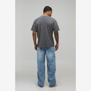 Herren Oversized Gothic Skull Printed Washed TShirt Washed Black Größe 3XL boohooMAN