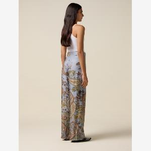 Oltre  Pantaloni palazzo in raso fantasia Donna Azzurro Taglia 42