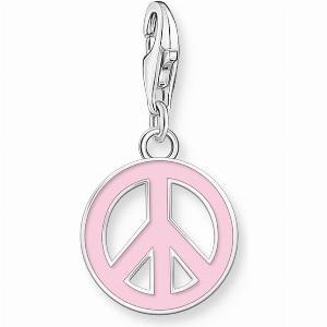 THOMAS SABO Classic Silver Peace Sign Pink Enamel Charm