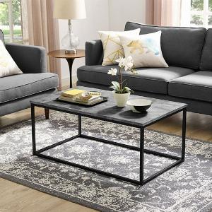 Preston Wooden Coffee Table Rectangular In Dark Concrete Effect