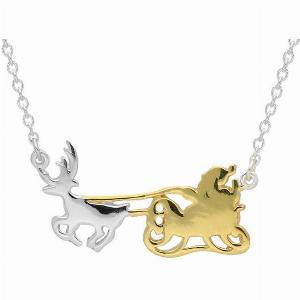 Yellow Gold Plated Sterling Silver Santas Sleigh Necklace