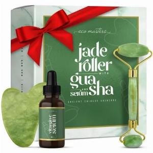 Eco Masters Facial Roller Set Jade Roller Gua Sha  Vitamin C Serum Now 1759