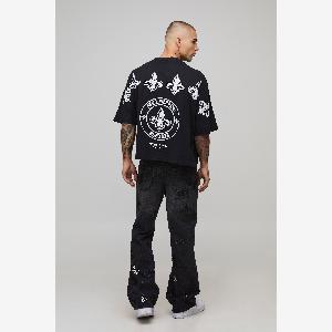 Herren Oversize TShirt mit Worldwide Gothic Print  Black  Größe XL  boohooMAN