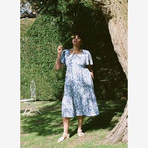 Joanie Clothing Georgia Tropical Palm Print Square Neck Dress US 4