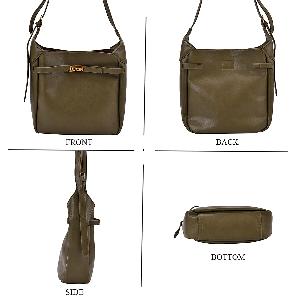 Leatherette Crossbody Bag with Detachable Small Zipper Bag  Dark Green
