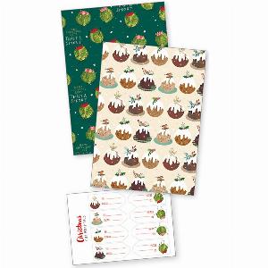 Transform Trade Festive Food Charity Gift Wrap   Pack of 4 Sheets with Stickers