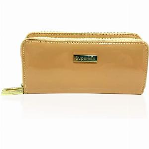 Leatherette Long Purse Card Holder with Gift Box Wallet  Nude
